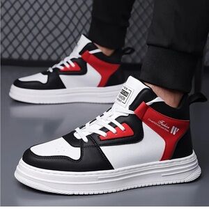 Men's Negash Fashion High-Top Sneakers - Black White Red